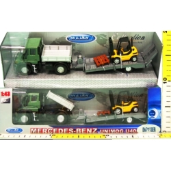 WELLY 1:43 CIĘŻARÓWKA UNIMOG Z  WIDLAKIEM   - 2