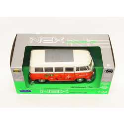 WELLY 1:24 Volksvagen T1 Bus Love&Peace  pomarańczowy - 1