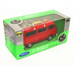 Welly 1:34 VW Volkswagen T2 bus z deską surfingową-czerw - 1