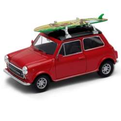 Welly 1:34 Mini Cooper 1300 z deską surfingową -czerwony - 1