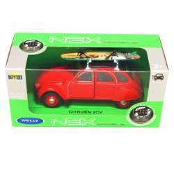 Welly 1:34 Citroen 2CV z deską na dachu -czerwony - 2