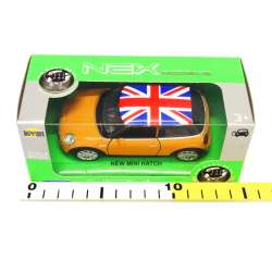 Welly 1:34 New Mini Hatch -musztardowy z flagą brytyjską - 2