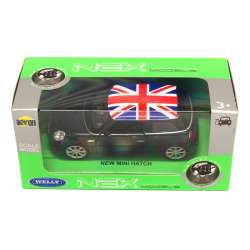 Welly 1:34 New Mini Hatch - zielony z flagą brytyjską - 1