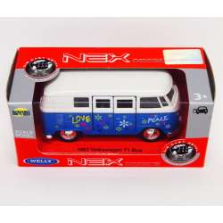 Welly 1:34 VW BUS T1 1963 - LOVE & PEACE niebieski - 1