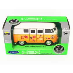 WELLY 1:34 VW BUS T1 1963 - LOVE & PEACE -żółty - 1